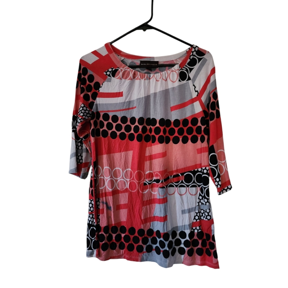 Dana Buchman Orange/Grey Shirt Size Medium
